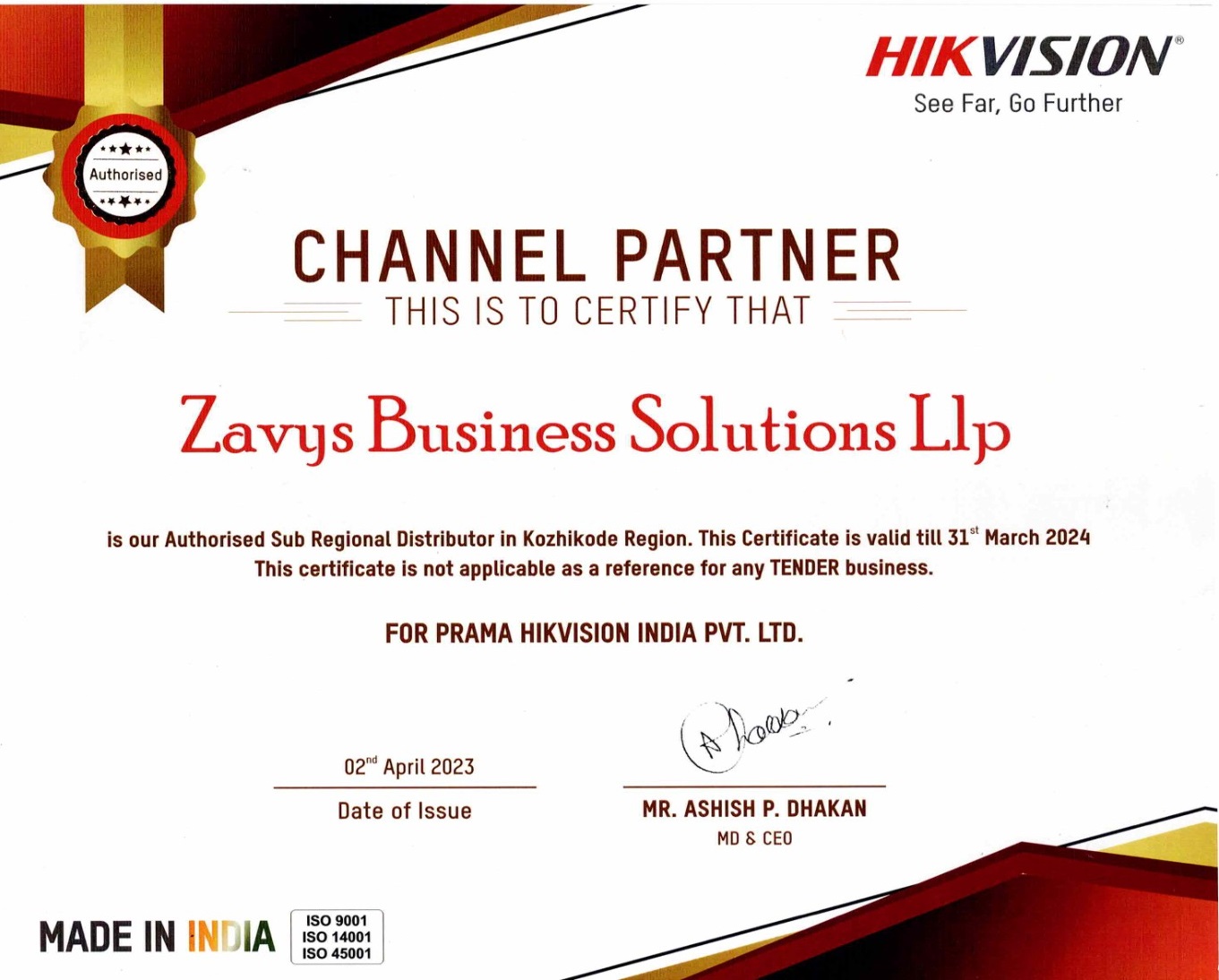 ZAVYS Hikvision Certificate 01